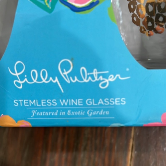 Lilly Pulitzer 16 ounce Gold Pineapple Stemless Glasses NIB! - Picture 4 of 6
